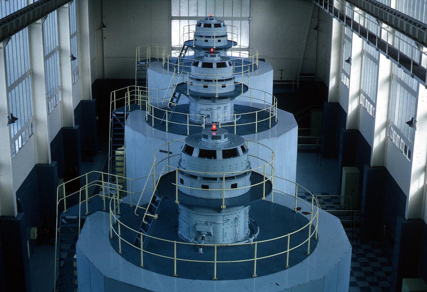 The turbine hall of a hydroelectric power station